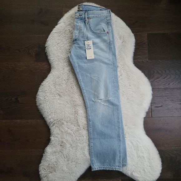 Citizens of Humanity Emerson Straight Leg Boyfriend Light Wash Rigid Jeans - Picture 8 of 16